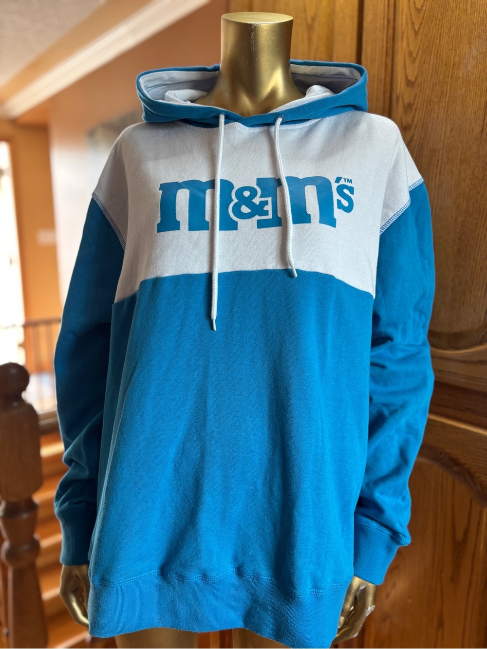 M&M'S Blue and White Colorblock Pullover Hoodie